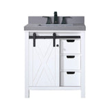Nuvia White Bathroom Vanity With Gray Quartz Top And Faucet Set (SAK40685)