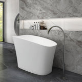 51-Inch Freestanding Solid Surface Deep Soaking Bathtub with Seat