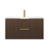 Nuvia Luxury 30/36-Inch Sintered Stone Floating Bathroom Vanity With Sink (SAK70429)