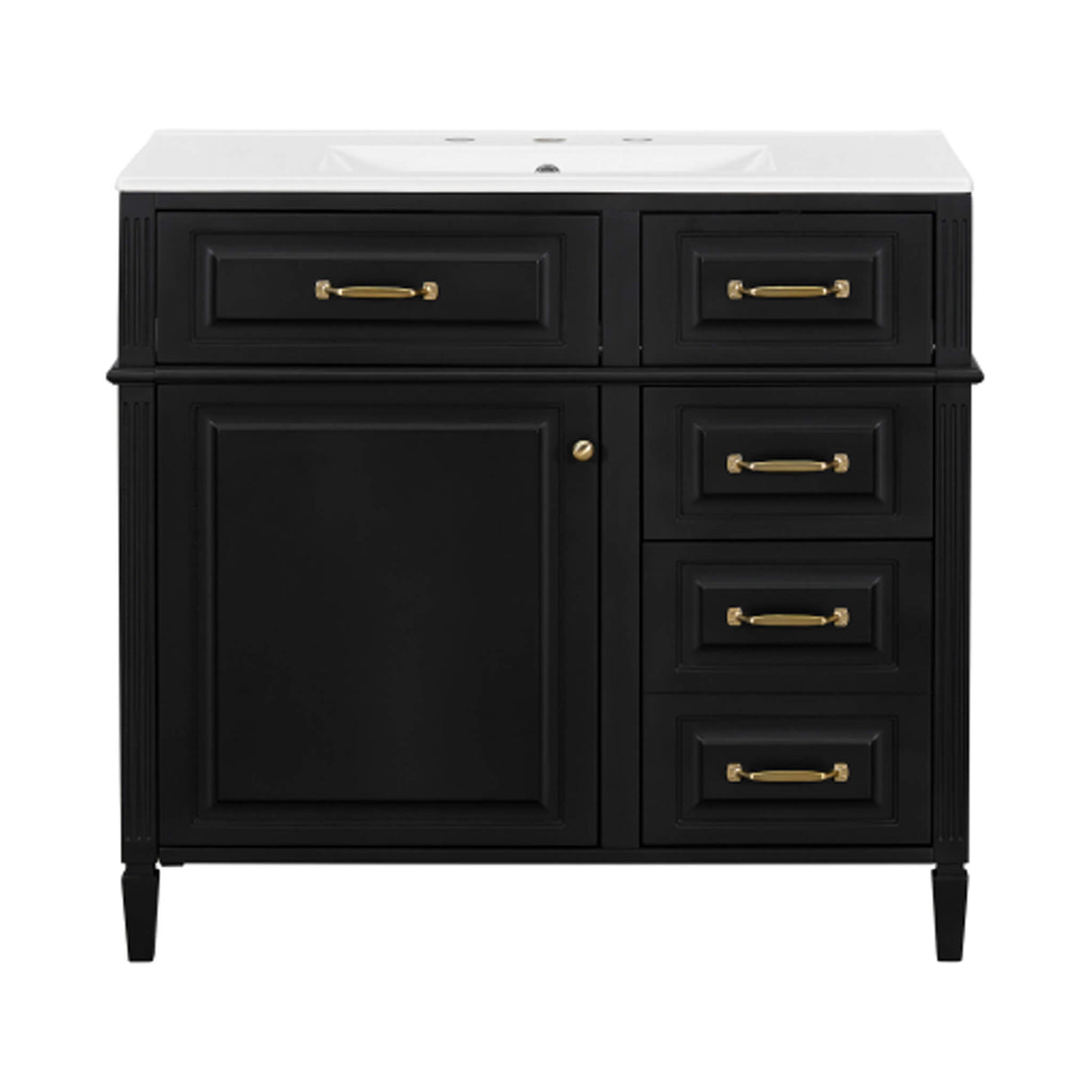 Nuvia 36-Inch Freestanding Bathroom Vanity With Ceramic Sink And Storage Cabinets [Faucet Not Included] (SAK41792)