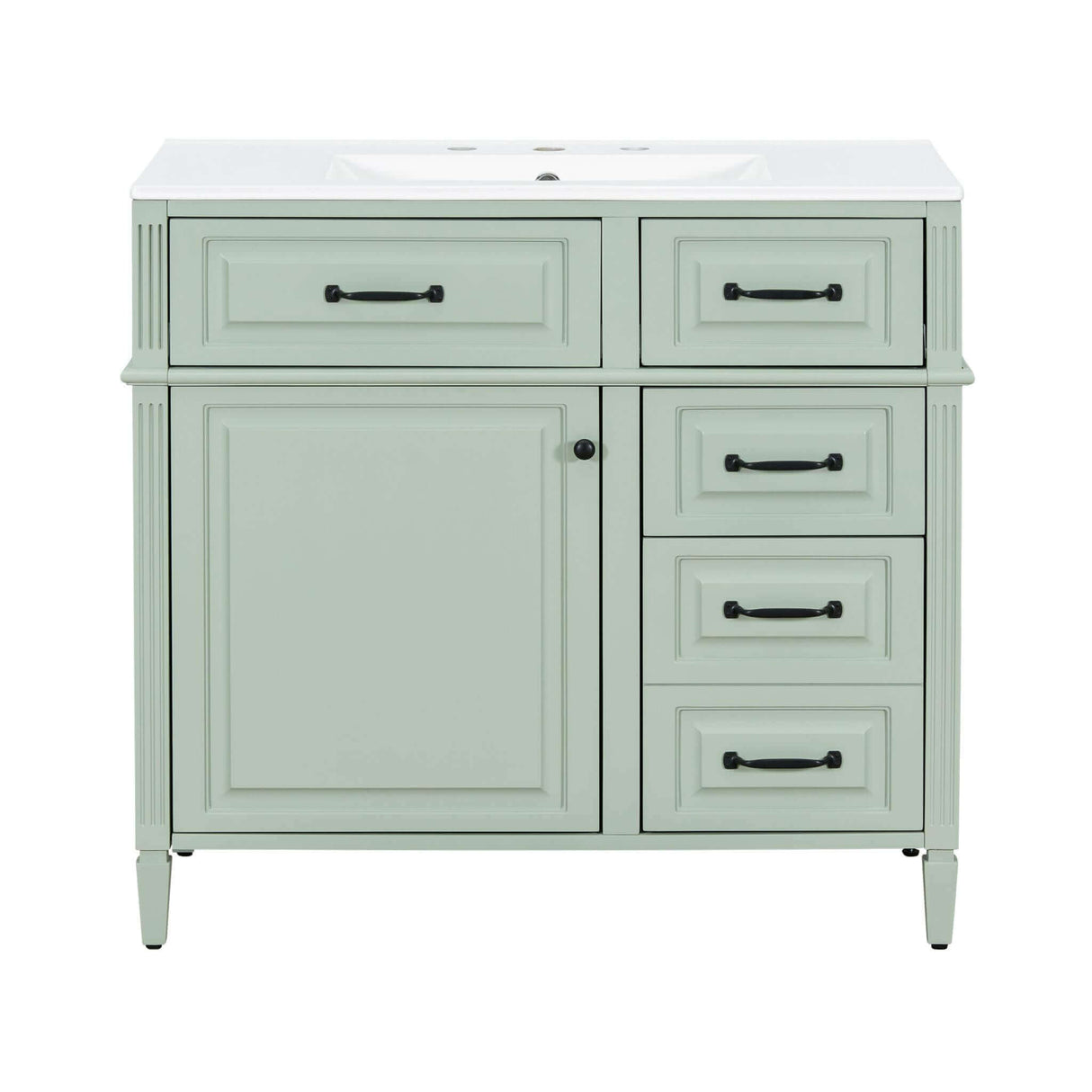 Nuvia 36-Inch Freestanding Bathroom Vanity With Ceramic Sink And Storage Cabinets [Faucet Not Included] (SAK41792)