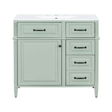 Nuvia 36-Inch Freestanding Bathroom Vanity With Ceramic Sink And Storage Cabinets [Faucet Not Included] (SAK41792)