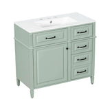 Nuvia 36-Inch Freestanding Bathroom Vanity With Ceramic Sink And Storage Cabinets [Faucet Not Included] (SAK41792)
