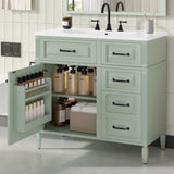 Nuvia 36-Inch Freestanding Bathroom Vanity With Ceramic Sink And Storage Cabinets [Faucet Not Included] (SAK41792)