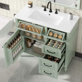 Nuvia 36-Inch Freestanding Bathroom Vanity With Ceramic Sink And Storage Cabinets [Faucet Not Included] (SAK41792)