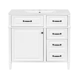 Nuvia 36-Inch Freestanding Bathroom Vanity With Ceramic Sink And Storage Cabinets [Faucet Not Included] (SAK41792)