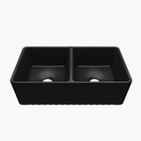 HOROW 33 Inch Farm Kitchen Sink Double Basin Fireclay Model HR-DS3318B