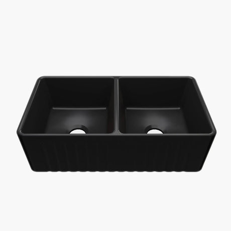 HOROW 33 Inch Farm Kitchen Sink Double Basin Fireclay Model HR-DS3318B