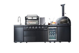 Black 112-Inch Stainless Steel Gas Outdoor Kitchen Barbecue Grill