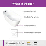 HOROW Freestanding Acrylic Bathtub 47 inch Soaking Tub Model TU47-MB-NS