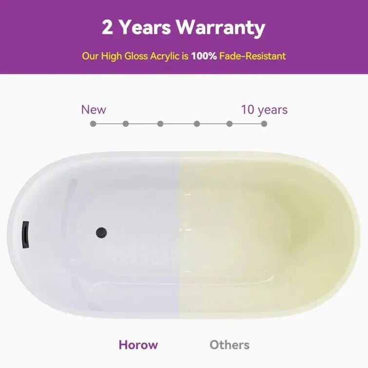 HOROW Freestanding Acrylic Bathtub 47 inch Soaking Tub Model TU47-MB-NS