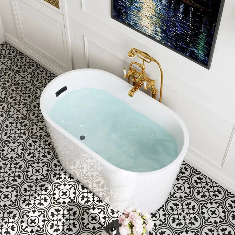 HOROW Freestanding Acrylic Bathtub 47 inch Soaking Tub Model TU47-MB-NS
