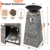 48-Inch Large Outdoor Propane Fire Bowl Column With Cover & Lava Rocks