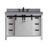 Nuvia White Bathroom Vanity With Gray Quartz Top And Faucet Set (SAK40685)