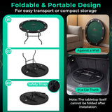48 Inch Foldable Poker Table with 8 Cup Holders and Padded Edges