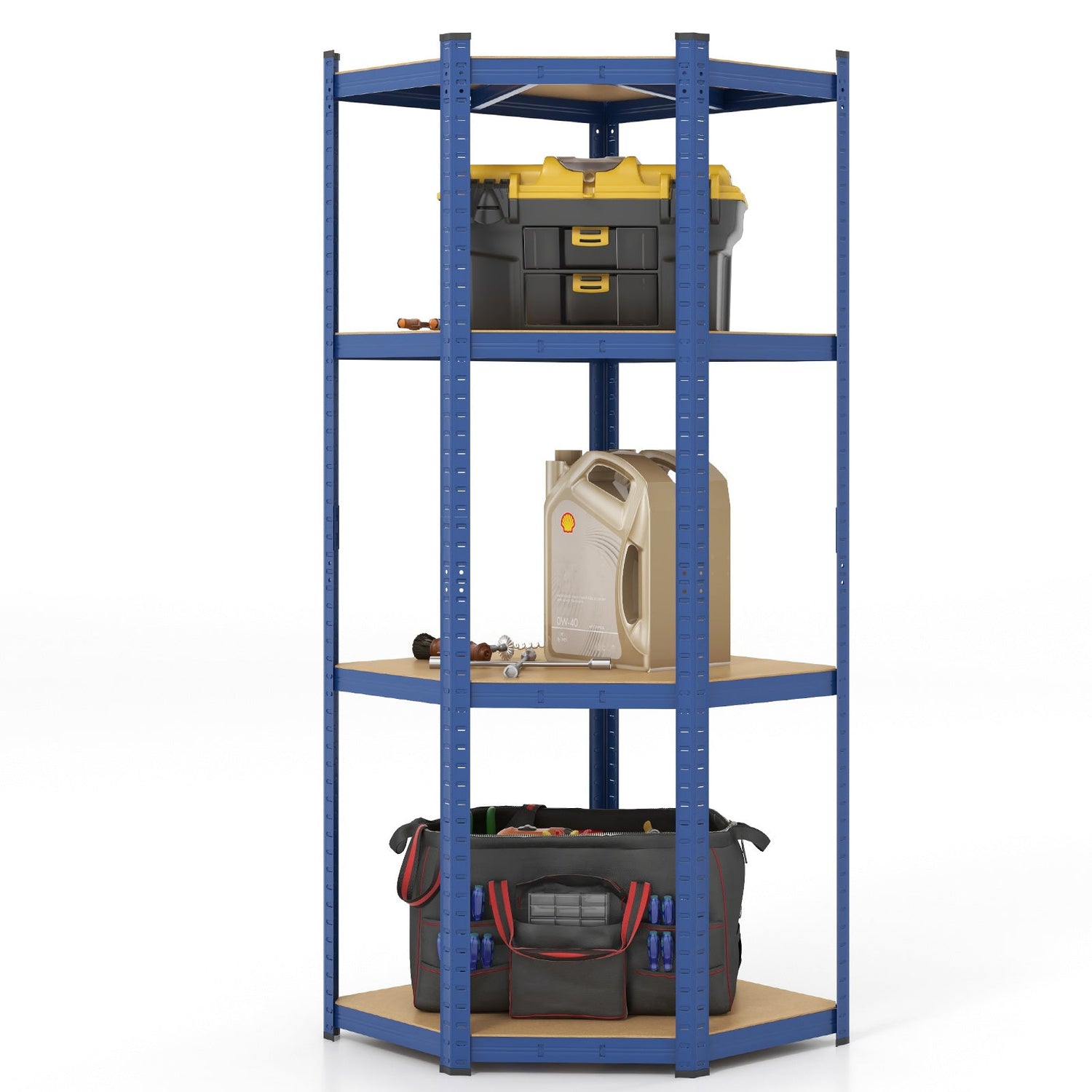 4-Tier Corner Shelving Unit Adjustable Garage Storage Utility Rack for Warehouse