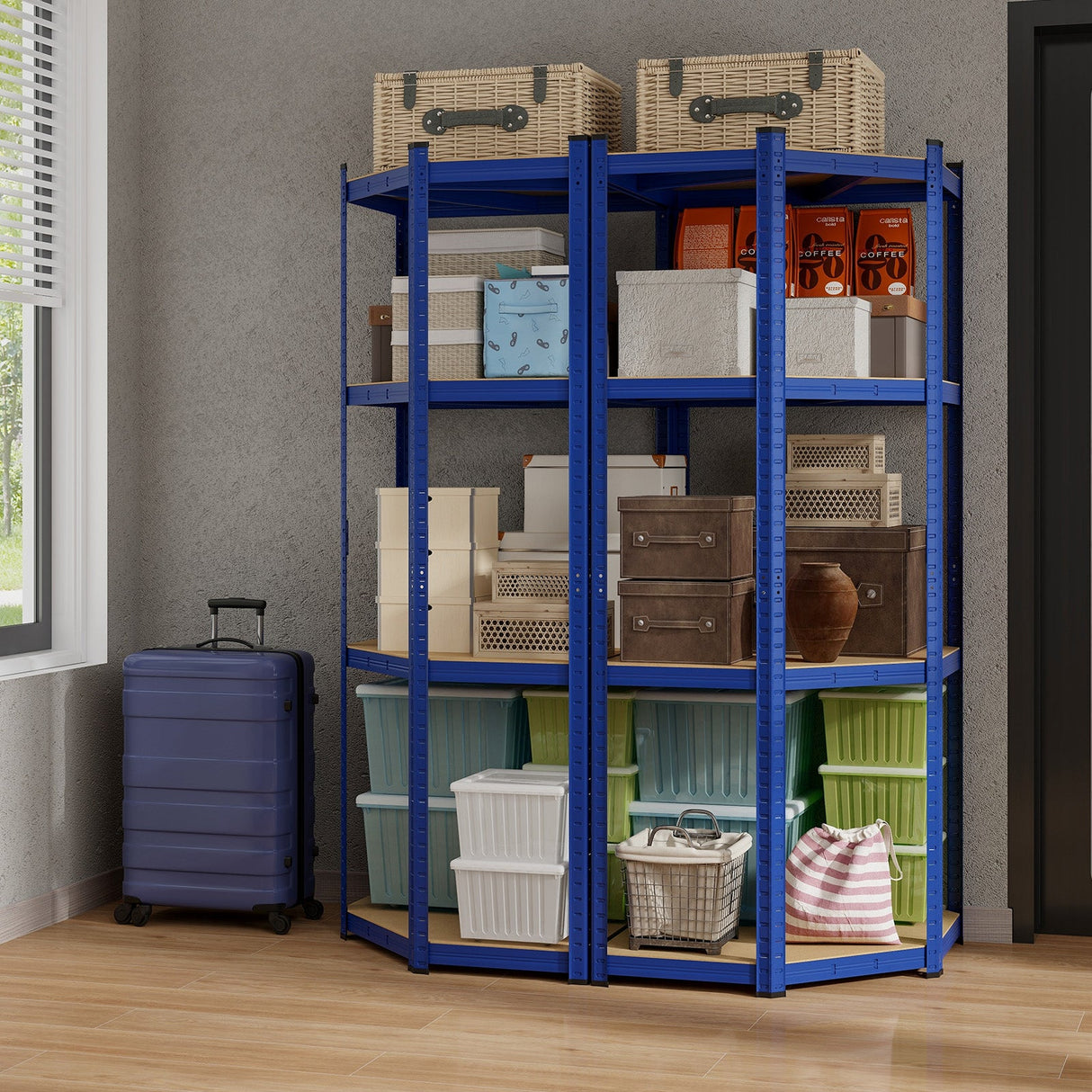 4-Tier Corner Shelving Unit Adjustable Garage Storage Utility Rack for Warehouse