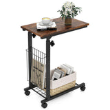 4-Piece Industrial Living Room Set: Fireplace TV Stand + 3-Tier Industrial Style Coffee Table + 71 Inch Freestanding Hall Tree + Adjustable C-shape Sofa Side Table