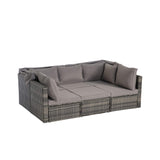 Alora 5-Piece Outdoor Patio Wicker Daybed Furniture Set With Retractable Canopy (SAK37816)