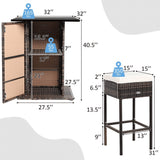 Alora 5-Piece Patio Rattan Bar Table Stool Set With Hidden Storage Shelf & Cushions (SAK14645)