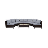 Alora Premium 5-Piece All-Weather Half-Moon Outdoor Rattan Wicker Patio Sectional Sofa Furniture Set With Tempered Glass Table (SAK32615)