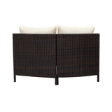 Alora Premium 5-Piece All-Weather Half-Moon Outdoor Rattan Wicker Patio Sectional Sofa Furniture Set With Tempered Glass Table (SAK32615)