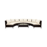 Alora Premium 5-Piece All-Weather Half-Moon Outdoor Rattan Wicker Patio Sectional Sofa Furniture Set With Tempered Glass Table (SAK32615)