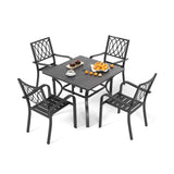 Alora 5-Piece Outdoor Dining Set With 4 Heavy-Duty Chairs And Square Table With Umbrella Hole [UMBRELLA NOT INCLUDED] (SAK93546)