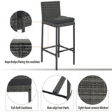 Alora 5-Piece Wicker Patio Bar Set With Cushions & Acacia Table (SAK26801)