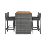 Alora 5-Piece Wicker Patio Bar Set With Cushions & Acacia Table (SAK26801)