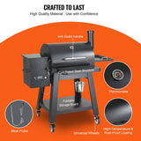 53-Inch Heavy-Duty Portable Wood Pellet BBQ Grill With Cart
