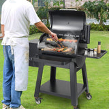53-Inch Heavy-Duty Portable Wood Pellet BBQ Grill With Cart