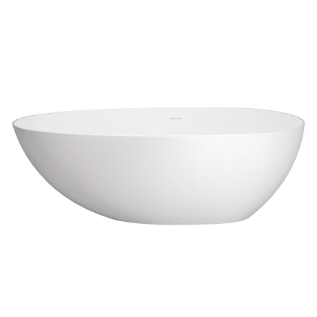 Giotto Solid Surface Soaking Bathtub in Matte White with Matte White Drain and Integrated Overflow