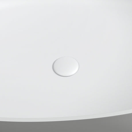 Giotto Solid Surface Soaking Bathtub in Matte White with Matte White Drain and Integrated Overflow
