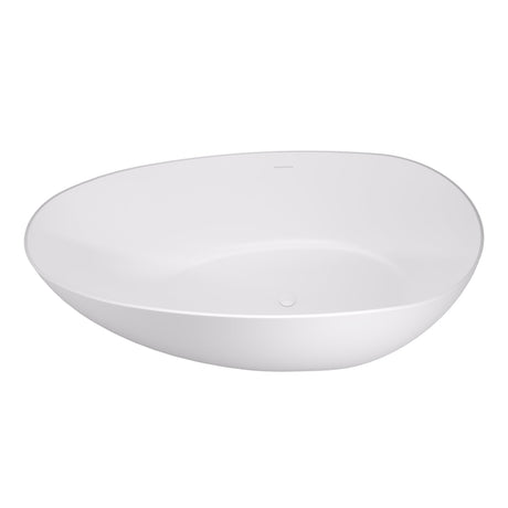 Giotto Solid Surface Soaking Bathtub in Matte White with Matte White Drain and Integrated Overflow