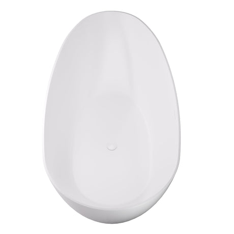 Giotto Solid Surface Soaking Bathtub in Matte White with Matte White Drain and Integrated Overflow