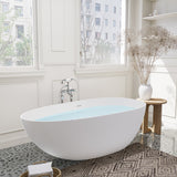 Giotto Solid Surface Soaking Bathtub in Matte White with Matte White Drain and Integrated Overflow