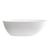 Giotto Solid Surface Soaking Bathtub in Matte White with Matte White Drain and Integrated Overflow