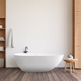 Giotto Solid Surface Soaking Bathtub in Matte White with Matte White Drain and Integrated Overflow