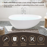 Giotto Solid Surface Soaking Bathtub in Matte White with Matte White Drain and Integrated Overflow