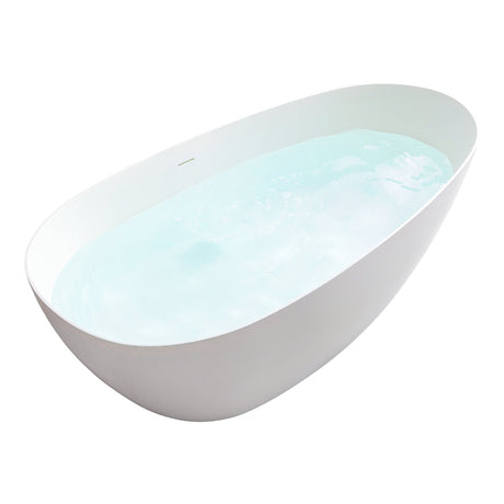 Giotto Solid Surface Soaking Bathtub in Matte White with Matte White Drain and Integrated Overflow