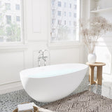 Giotto Solid Surface Soaking Bathtub in Matte White with Matte White Drain and Integrated Overflow