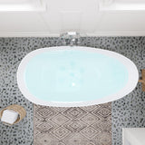Giotto Solid Surface Soaking Bathtub in Matte White with Matte White Drain and Integrated Overflow