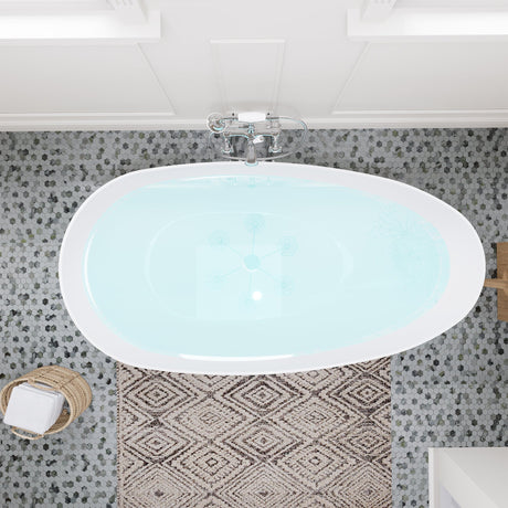 Giotto Solid Surface Soaking Bathtub in Matte White with Matte White Drain and Integrated Overflow