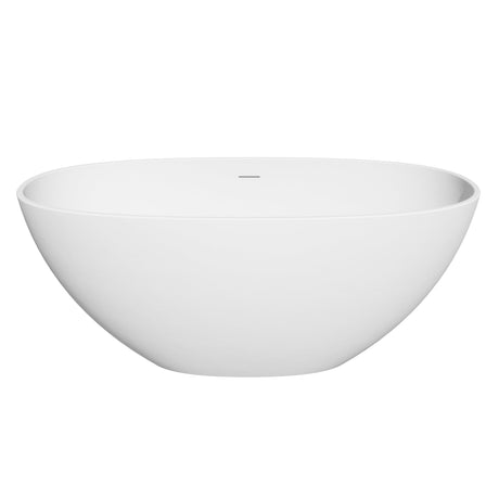 Euston Solid Surface Soaking Bathtub in Matte White with Matte White Drain and Integrated Overflow