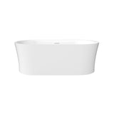 Clarity&main 67" x 32" Flatbottom Freestanding Acrylic Soaking Bathtub in Glossy White with Drain and Integrated Overflow