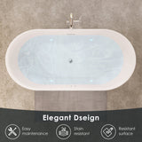 Clarity&main 67" x 32" Flatbottom Freestanding Acrylic Soaking Bathtub in Glossy White with Drain and Integrated Overflow