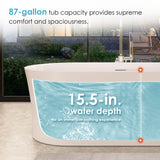 Clarity&main 67" x 32" Flatbottom Freestanding Acrylic Soaking Bathtub in Glossy White with Drain and Integrated Overflow