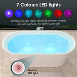 Clarity&main 67" x 32" Flatbottom Freestanding Acrylic Soaking Bathtub in Glossy White with Drain and Integrated Overflow