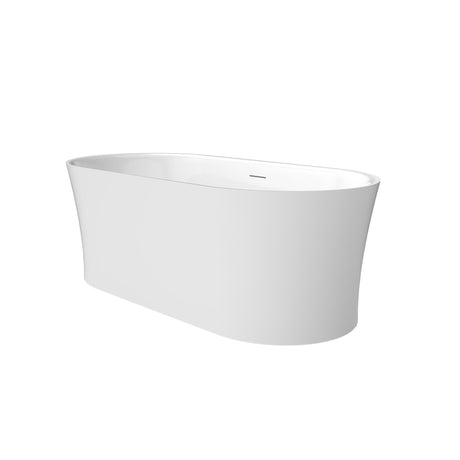 Clarity&main 67" x 32" Flatbottom Freestanding Acrylic Soaking Bathtub in Glossy White with Drain and Integrated Overflow